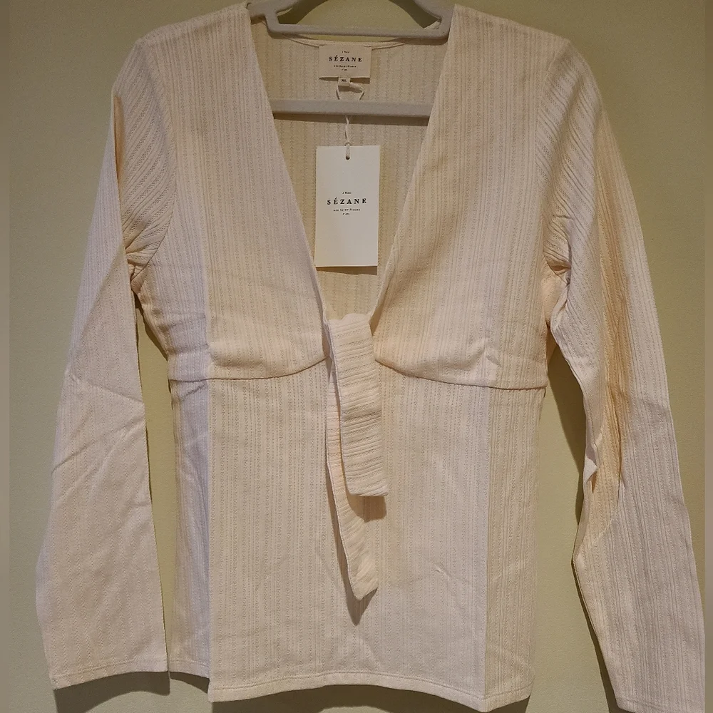 Sezane White Ribbed Top - Picture 7 of 10